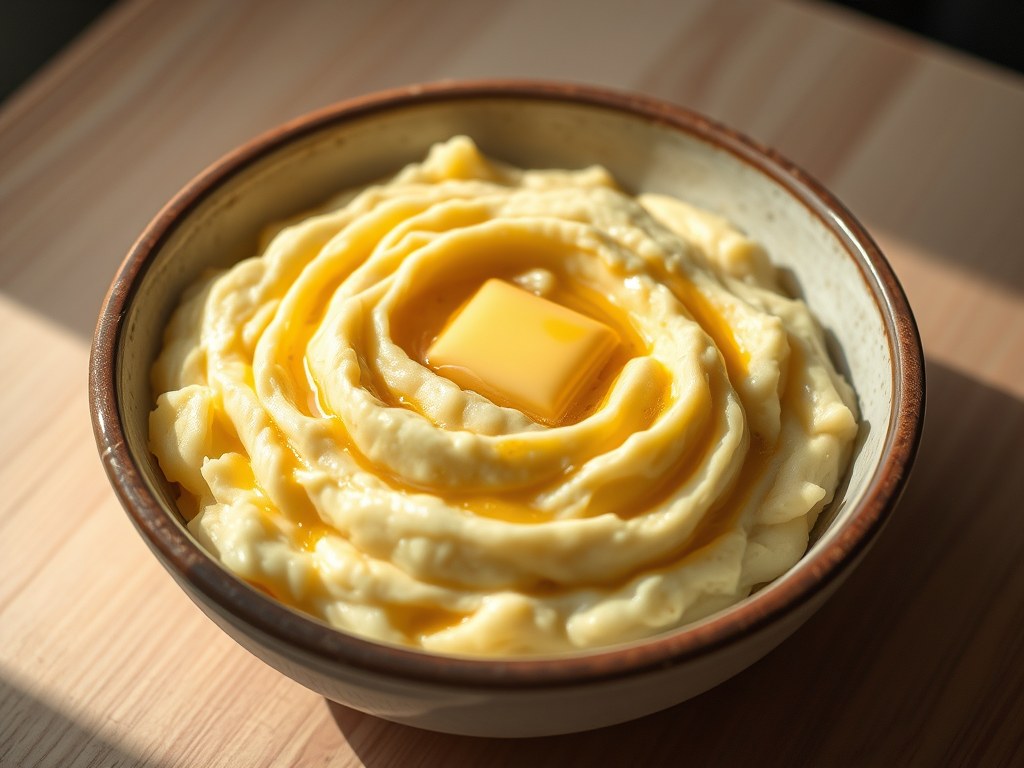 Aardappelpuree met kaas, AI-gegenereerde illustratie