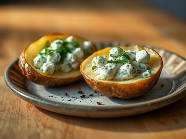 Aardappels gevuld met roquefort