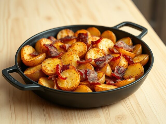 Aardappelschijfjes met spekreepjes