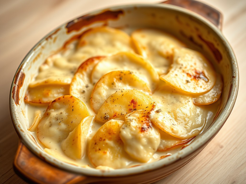 Aardappelschotel, AI-gegenereerde illustratie