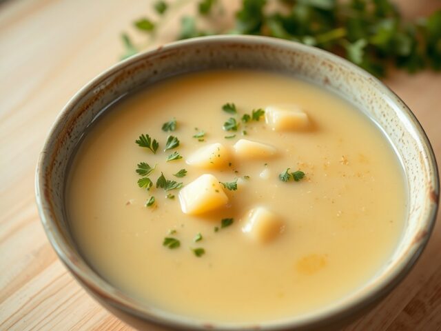 Aardappelsoep van bottenbouillon
