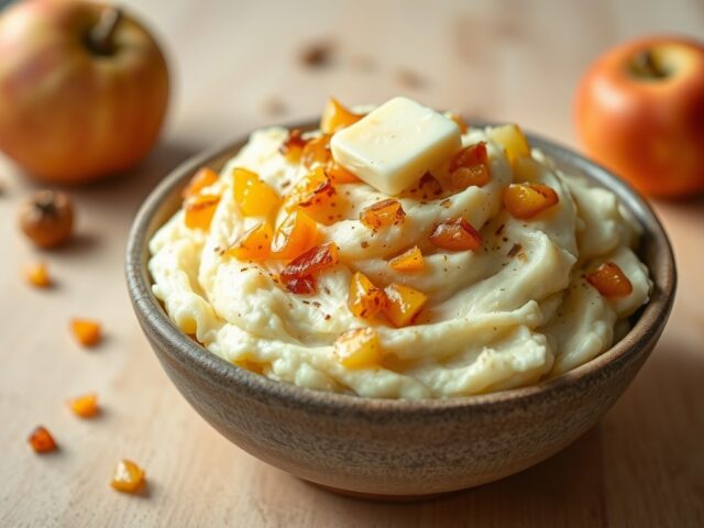 Aardappelstamppot met appel en abrikoos