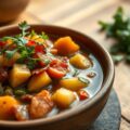 Aardappelstoofschotel met spek