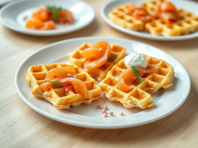 Aardappelwafeltjes met zalm