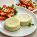 Aardbeien – Komkommersalade met Erwtenflan