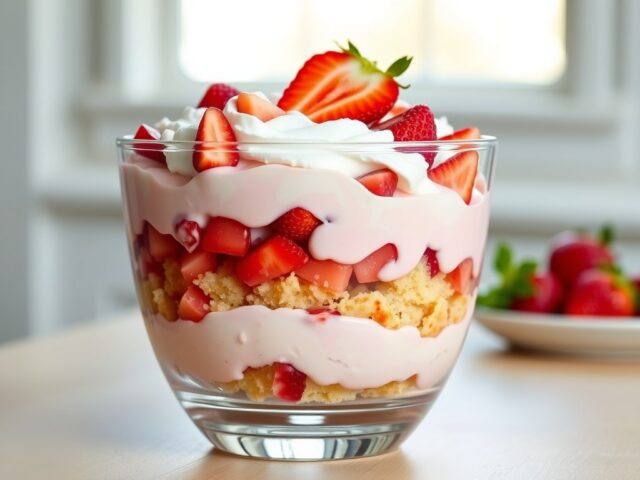 Aardbeien-rabarbertrifle