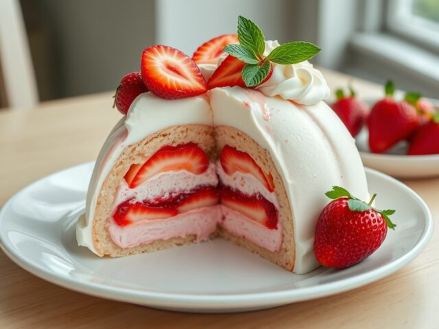Aardbeienijs bombe