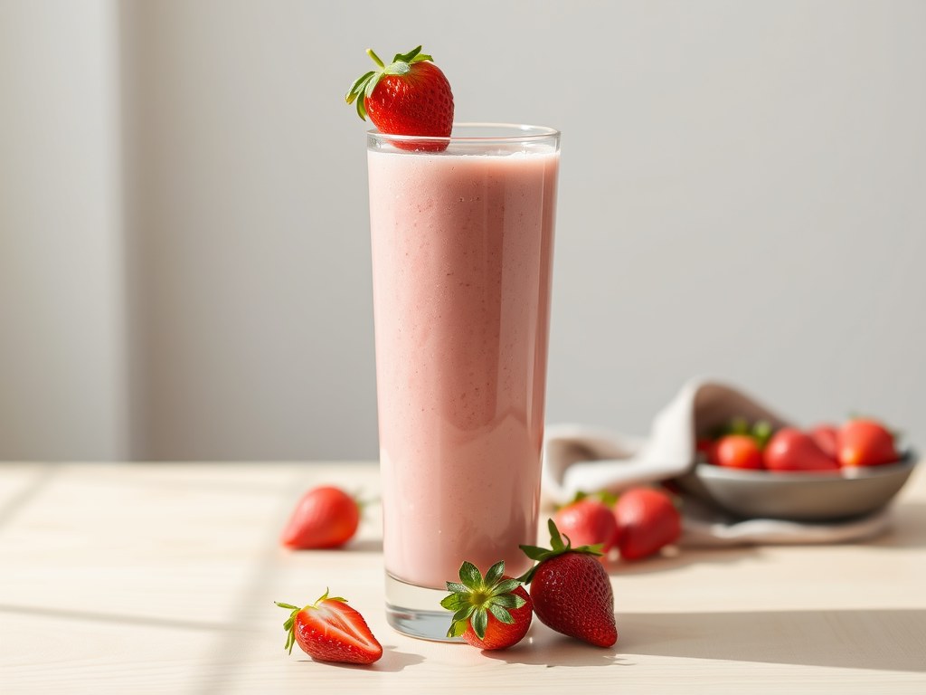 aardbeiensmoothie, AI-gegenereerde illustratie