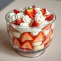 Aardbeientrifle met witte chocoladeroom
