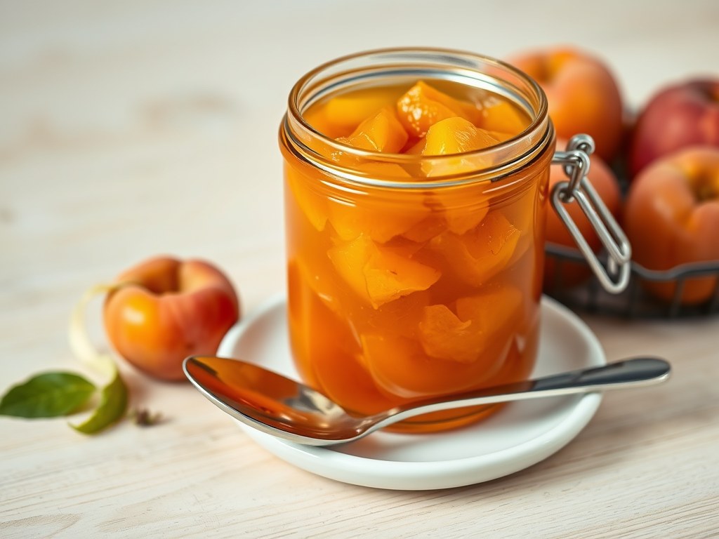 Abrikozenjam met apricot brandy, AI-gegenereerde illustratie