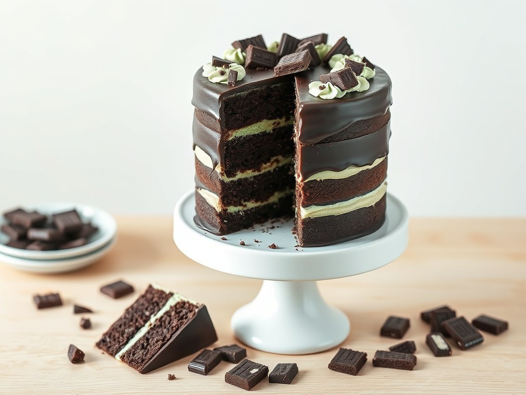 After eight taart, met zachte choco-mintcreme, AI-gegenereerde illustratie