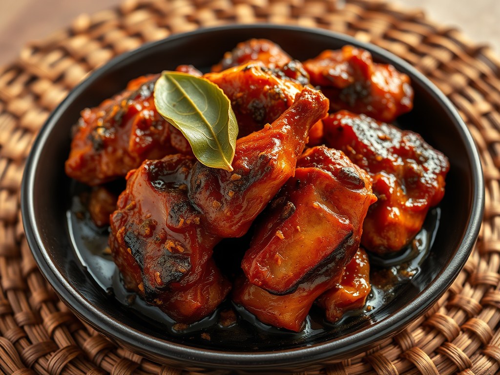 Ajam panggang (voor traditioneel indische rijsttafel), AI-gegenereerde illustratie
