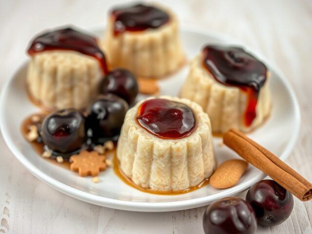 Amaretto griesmeelpuddinkjes met pruimen
