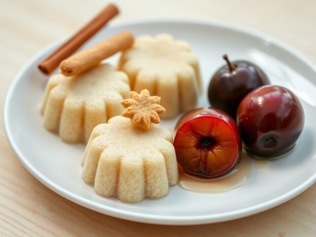 Amaretto griesmeelpuddinkjes met pruimen