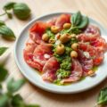 Amuse van carpaccio en pesto