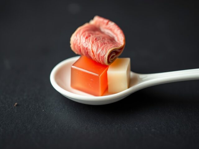 Amuse van gebraden rosbief op kreeftengelei