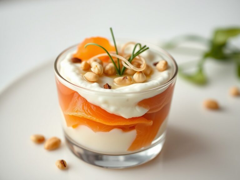 Amuse van roomkaas met zalm