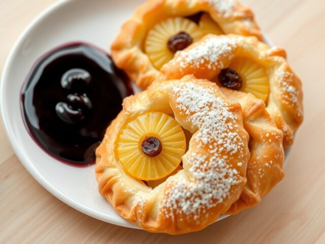 Ananas halve maantjes met bosbessensaus