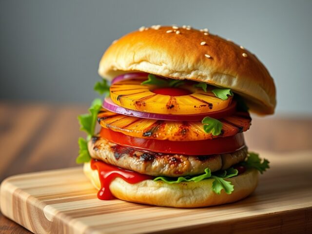 Ananasburger met varkenshaasje