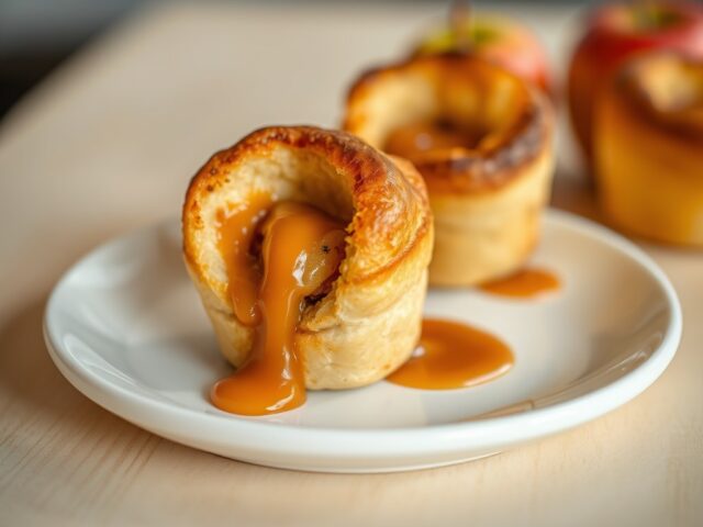 Appelcharlottes (mini) met karamelsaus