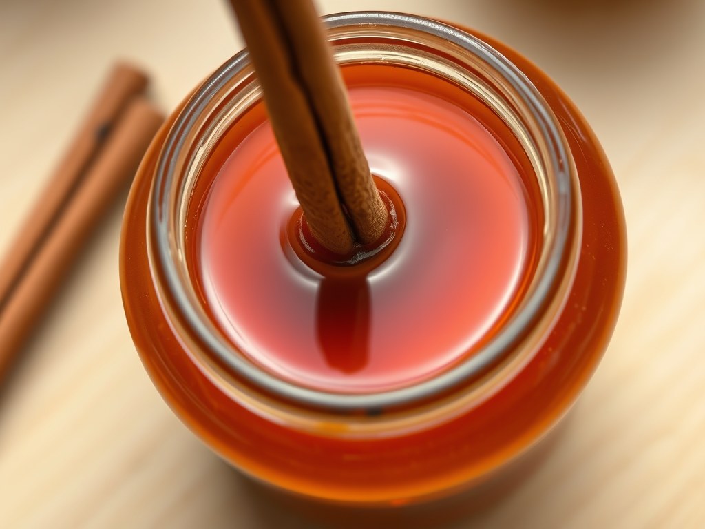 Appelgelei met kaneelstokje, AI-gegenereerde illustratie