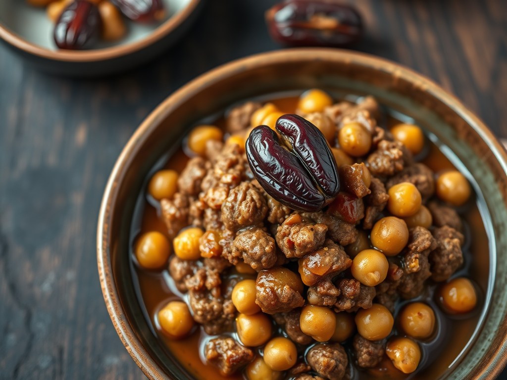 Arabisch gehakt met dadels, AI-gegenereerde illustratie