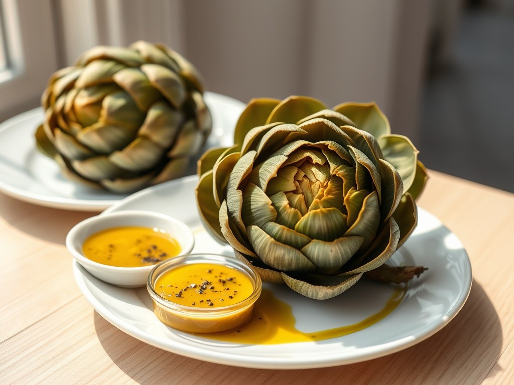 Artisjokken met vinaigrette, AI-gegenereerde illustratie