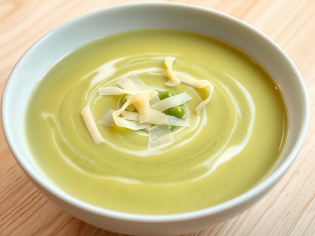 Asperge-Erwtjessoep met parmezaan