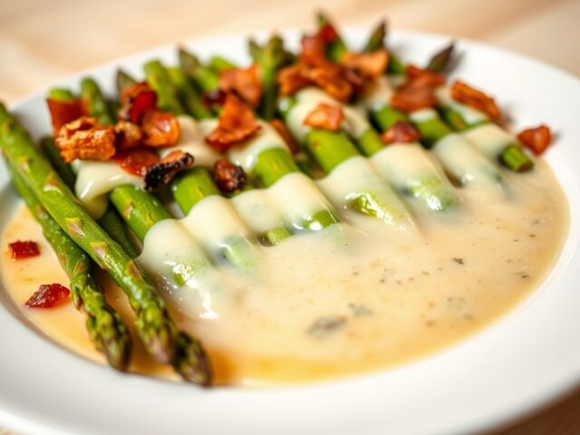 Asperge met kaas en een byte