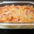 Ovenschotel met asperges, ham, ei en voorgekookte aardappelschijfjes