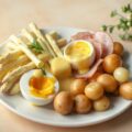 Asperges met ei, ham en botersaus
