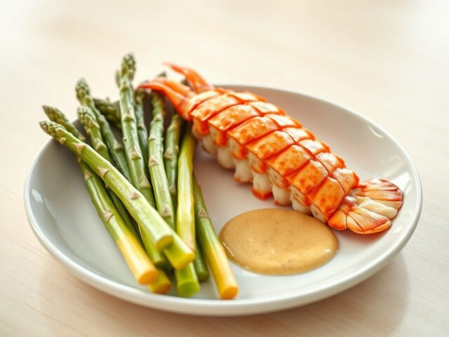 Asperges met kreeft en mosterdsaus