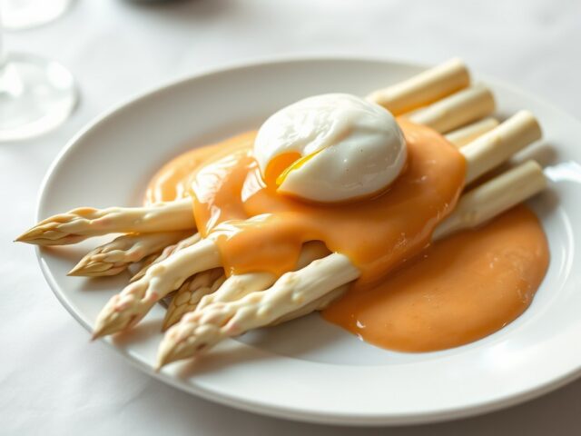 Asperges met Maltese saus en gepocheerd ei
