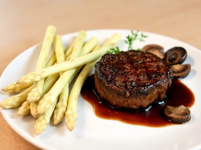 Asperges met tournedos in eigen jus