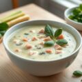 Aspergesoep met hamblokjes