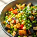 Aubergine Doperwtensalade