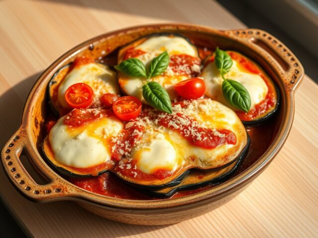 Aubergines uit de oven met mozzarella