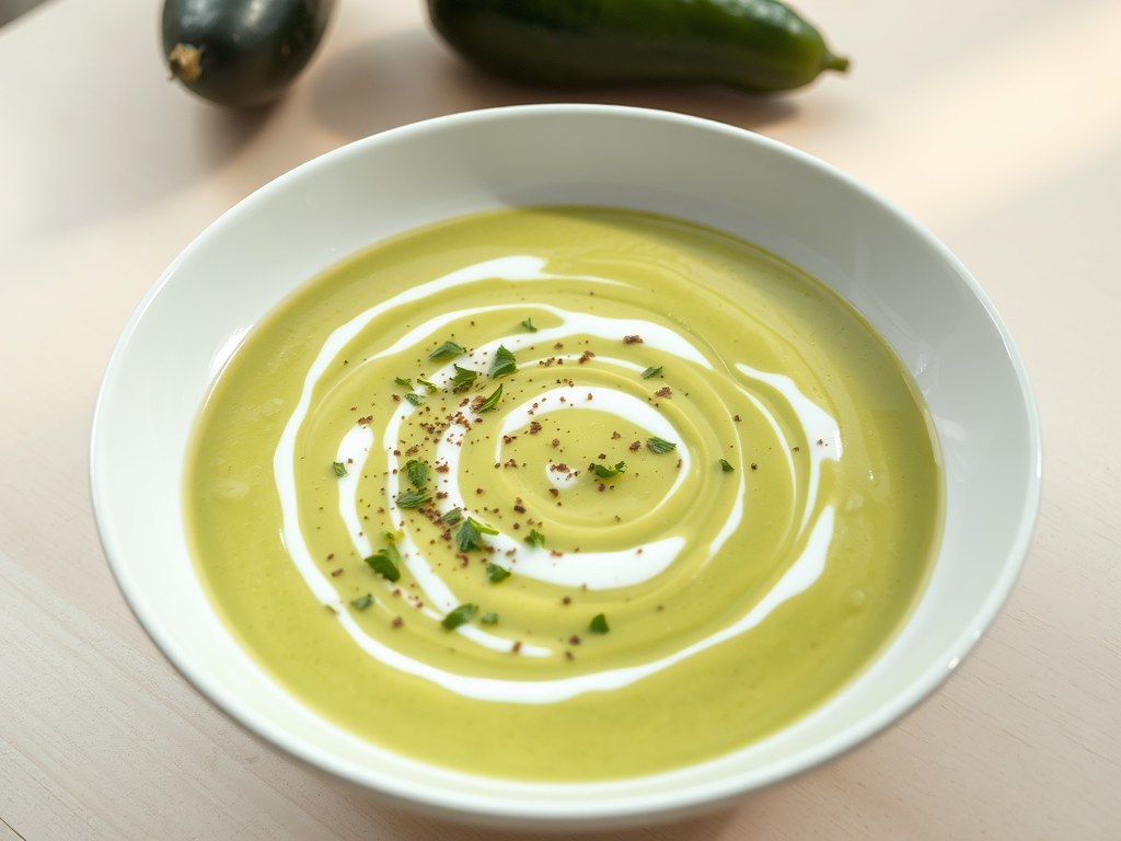 Avocado Komkommer Soep (Koud) II, AI-gegenereerde illustratie