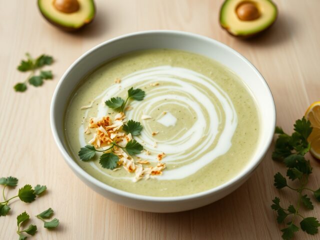 Avocado Komkommer Soep met Kokosmelk