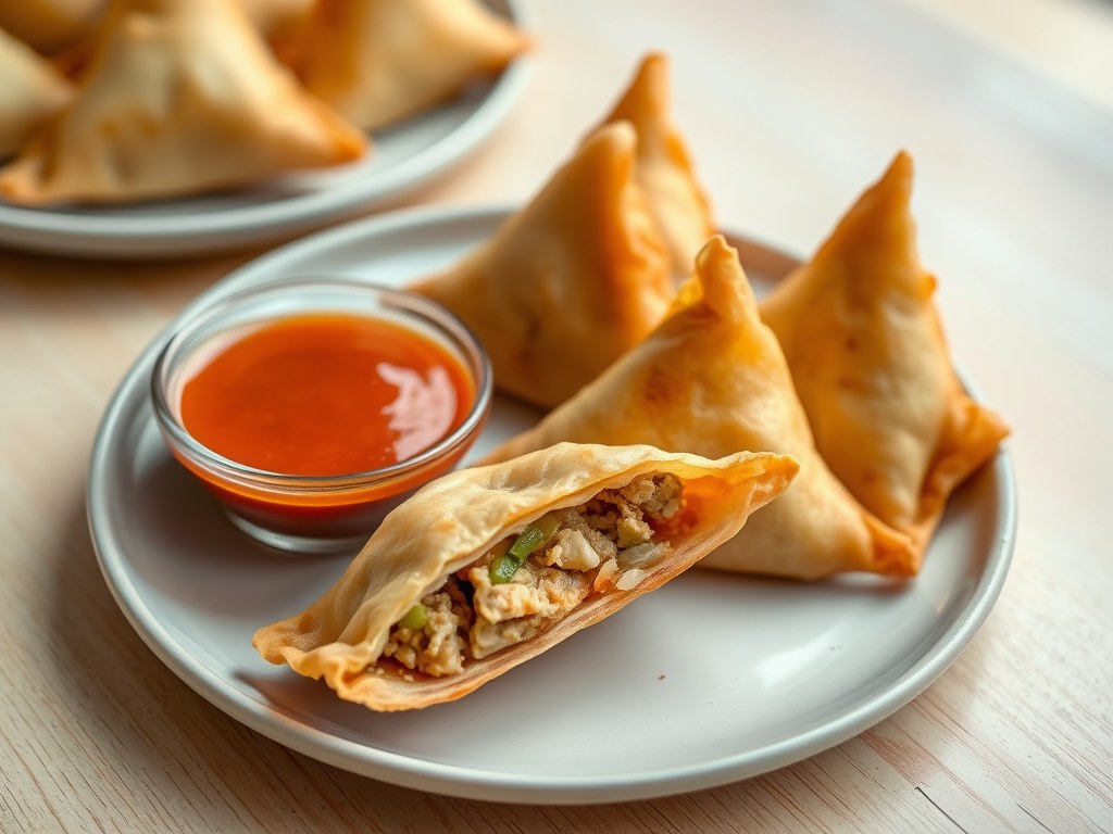 Aziatische Samosa, AI-gegenereerde illustratie