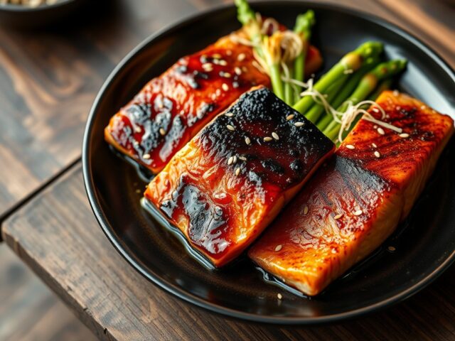 Aziatische zalm en bimi uit de oven