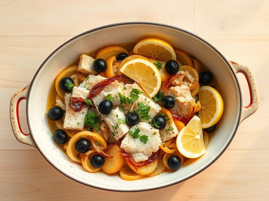 Bacalhau á Gomes de Sa, AI-gegenereerde illustratie