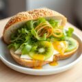 Bagel met kiwi en Zwitserse kaas