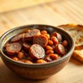Baked beans met rookworst