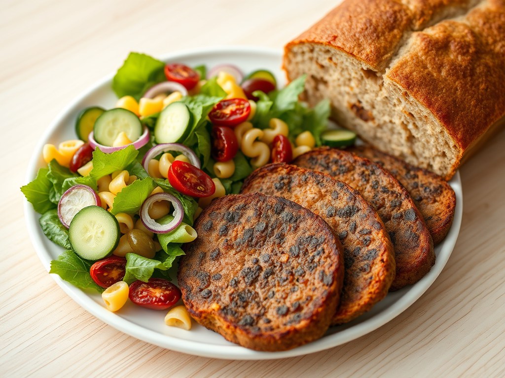 balkenbrij met frisse salade, AI-gegenereerde illustratie