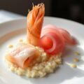 Ballotine en “carpaccio” van langoustines.