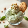 Basilicumijs met pistachenoten