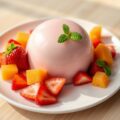 Bavarois met aardbeien en meloen