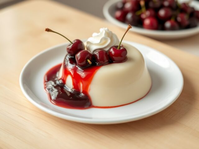 Bavarois met kersen