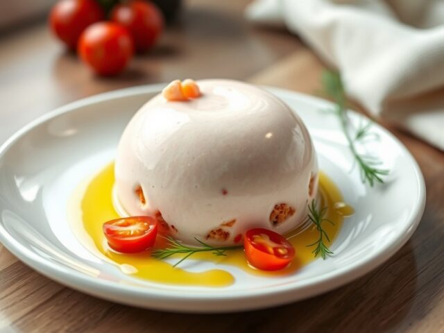Bavarois van garnaal met zongedroogde tomaat